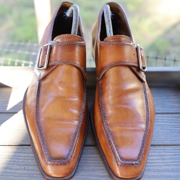 StefanoBi 9.5 Italian Brown Monkstrap Mens Dress Shoes main image 14